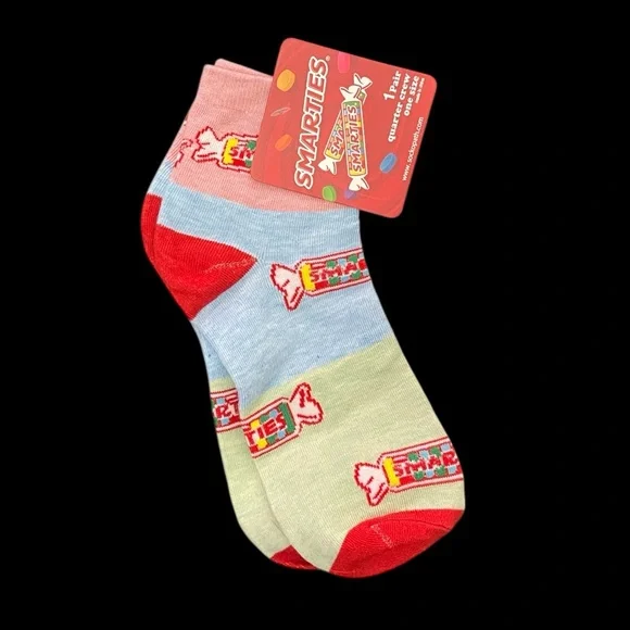 NWT SMARTIES‎ Colorful Quarter Crew Socks, Fits Women Shoe Size 9-14, Men 8-12