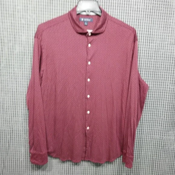 Cremieux Mens Button Down Shirt Geometric Pattern XL Burgundy RED 100% Cotton