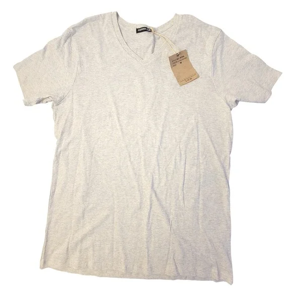 MAYDEN K. Men's V-Neck‎ Short Sleeve Heather Gray T-Shirt Casual Top