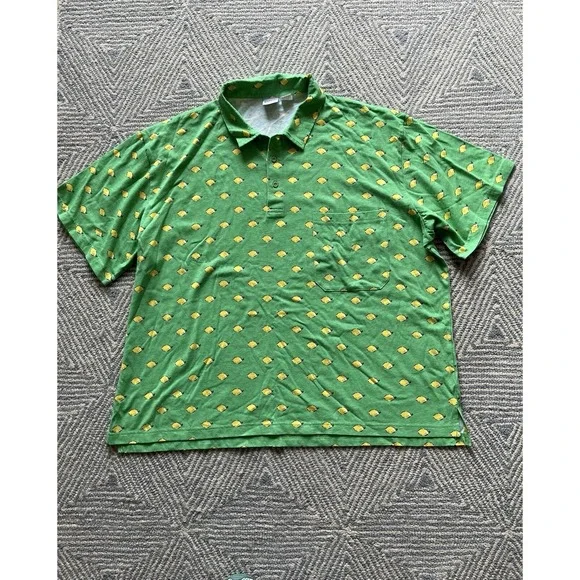 Haband Cotton/Poly‎ Polo Shirt - Green/Lemon Graphic- XXL