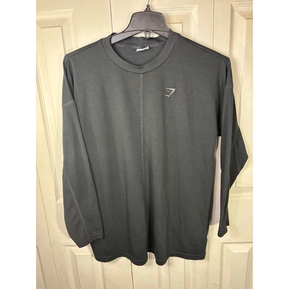 Gymshark Long Sleeve Training T Shirt Mens Size L Black Athletic Activewear‎