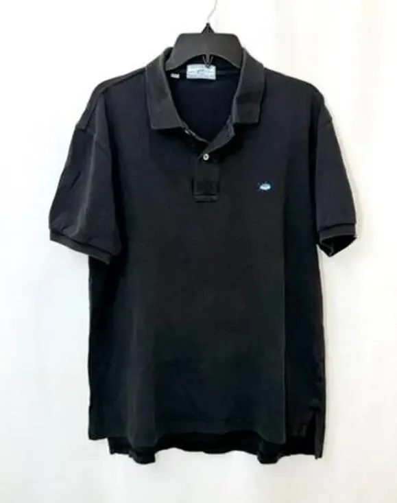 Southern Tide Skipjack Polo Shirt Mens Large Black Short Sleeve Cotton Spandex