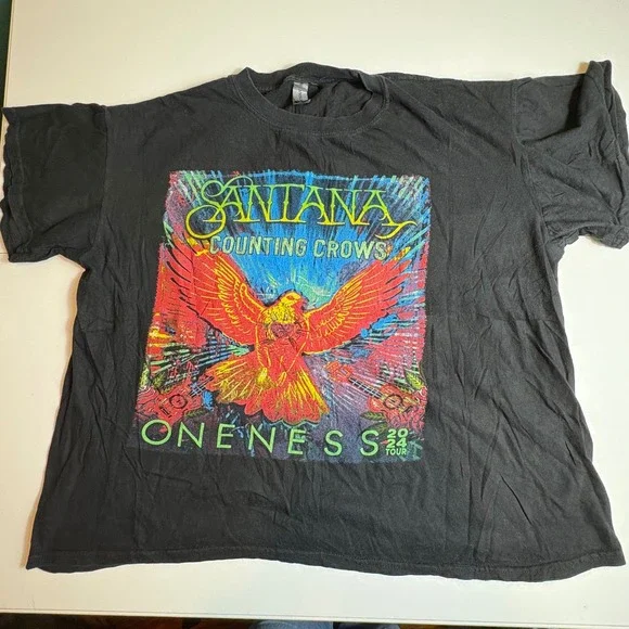 Santana Counting Crows Oneness‎ Tour 2024 Band Tee Black Mens XL
