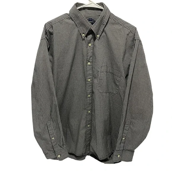 Bills Khakis Black White Plaid Checker Button Down Shirt - XL‎ Classic Fit