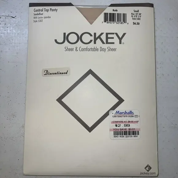 Jockey Control Top Panty Sandalfoot Nude Small #5302