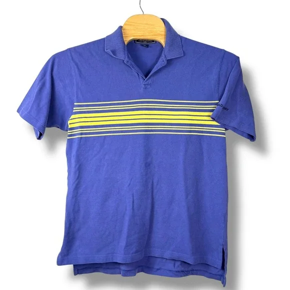 Vintage 90s Polo Sport Ralph Lauren Polo Shirt Men Large Blue Yellow Stripe Prep