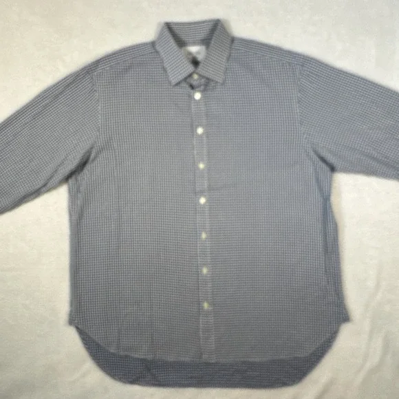 Charles Tyrwhitt Men's 17.5 36 Blue White‎ Check Cotton Dress Shirt
