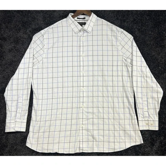 Banana Republic XXL Athletic Fit Wrinkle Resistant Plaid Dress Shirt Mens‎
