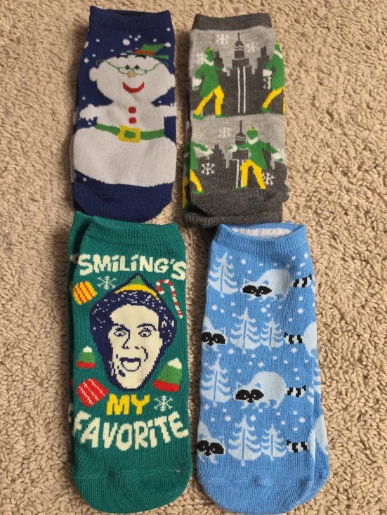 ELF Holiday Novelty Ankle Socks - Blue, Green, Gray, Navy