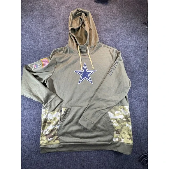Nike Dallas Cowboys Salute to Service Therma-FIT Hoodie Olive Camo Mens XL