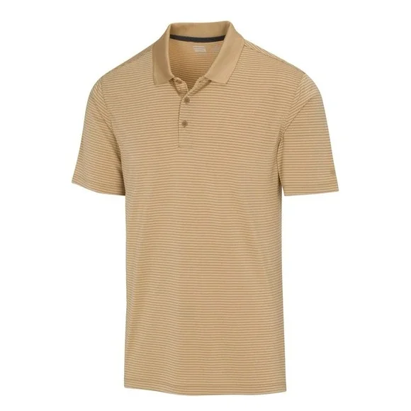 NEW Three Sixty Six Performance Golf Polo Shirt Men;s 3XL Khaki Tan Striped Work