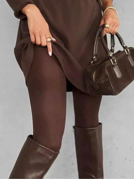 Women's Brown Vintage Elegant Tights - High Elasticity European Style Ultra Thin
