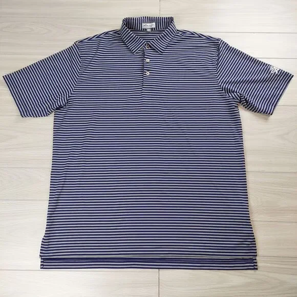 Peter Millar Summer Comfort Polo Shirt Mens XL Purple Gray Golf‎ Striped Stretch