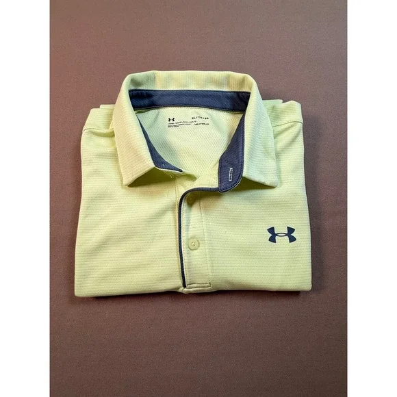 Under Armour‎ HeatGear Loose Fit Polo Shirt Men's XL Yellow Golf Athletic
