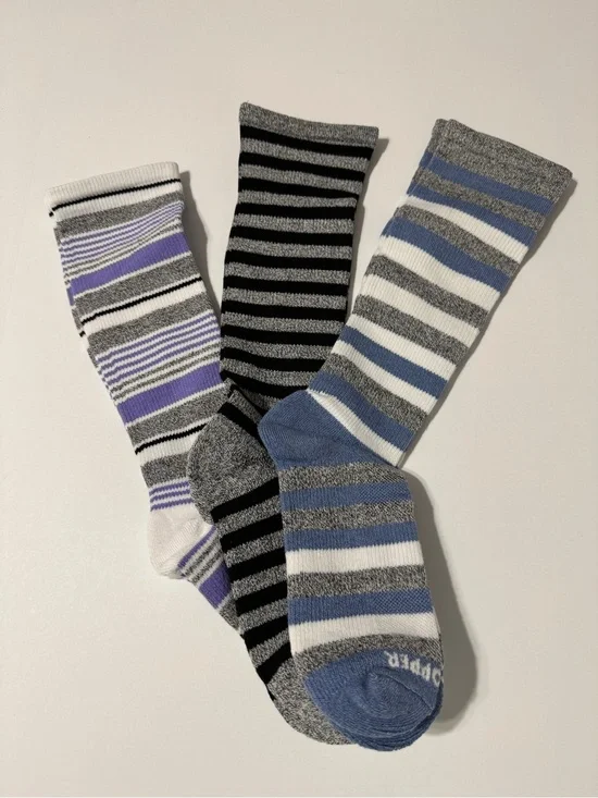 Women's Striped Crew Socks Trio - Compression Socks