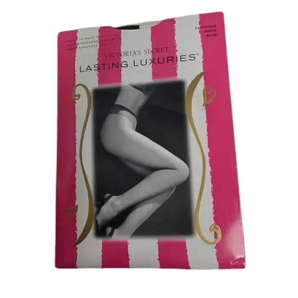 NEW VINTAGE 90s Victoria's‎ Secret lasting luxuries espresso brown pantyhose S