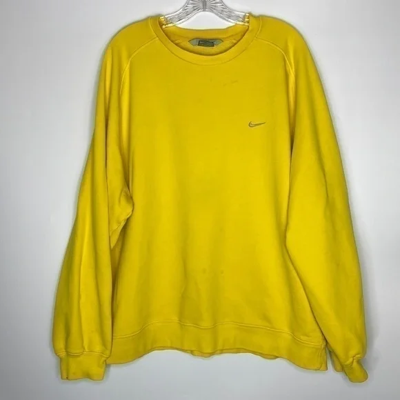 Vintage Nike Yellow Mini Swoosh Raglan Sleeve Yellow Crewneck Sweatshirt XXL