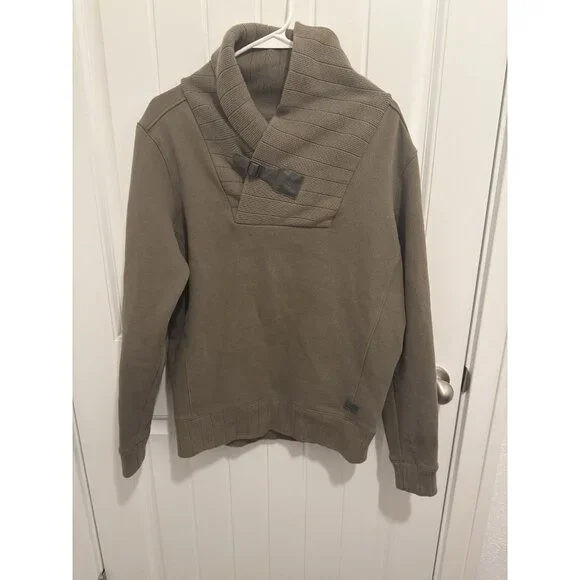 G-Star Raw Cargo Line Shawl Neck Sweatshirt Olive‎ Green Buckle Detail Mens L