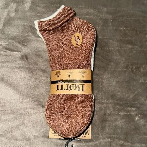 BORN Earth Tones Ivory Brown White US W 4-10 Super Soft Quarter Socks Pack of 4