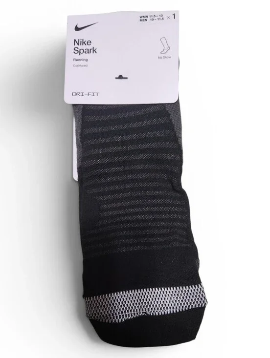 NIKE SPARK No-Show Sock Charcoal Gray Womens Size 11.5 - 13 Mens Size 10 - 11.5