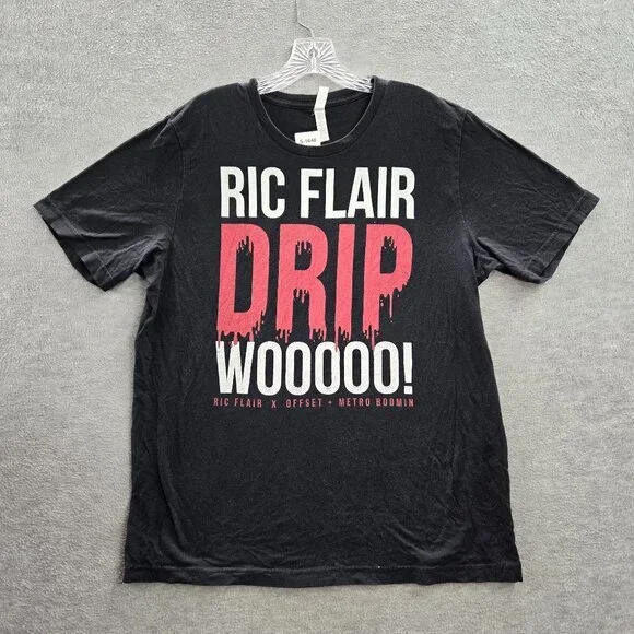 Ric Flair x Offset Men Shirt‎ XL Black Drip Woooo Metro Boomin Graphic Tee