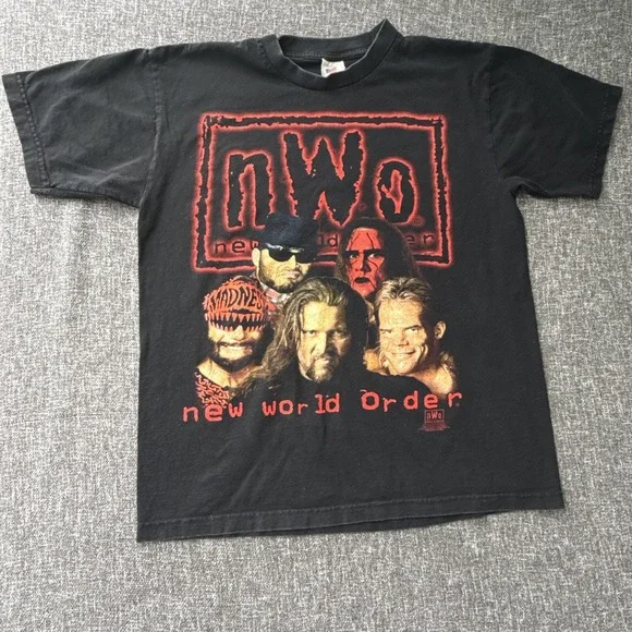 VTG 90s WCW NWO New World Order Wolfpack Wrestling Shirt Sz Large Sting Lex 1998