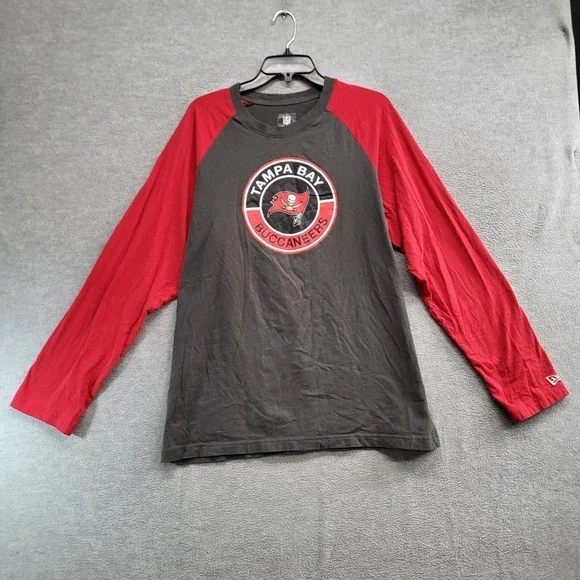 Tampa Bay Buccaneers Men Shirt XL Gray Raglan New‎ Era Tee Long Sleeve