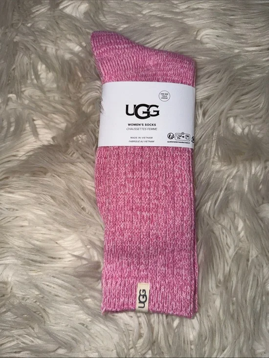 UGG Pink Marled Knit Crew Socks