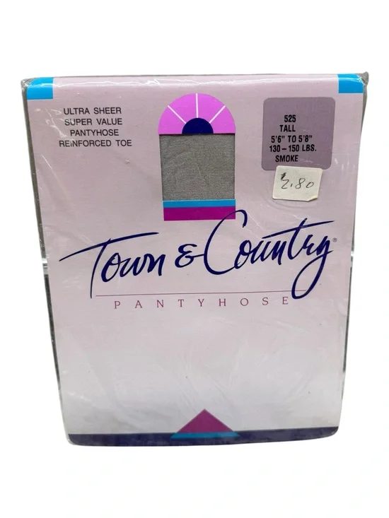 Vintage Town & Country Ultra Sheer Pantyhose 100% Nylon  Tall Smoke