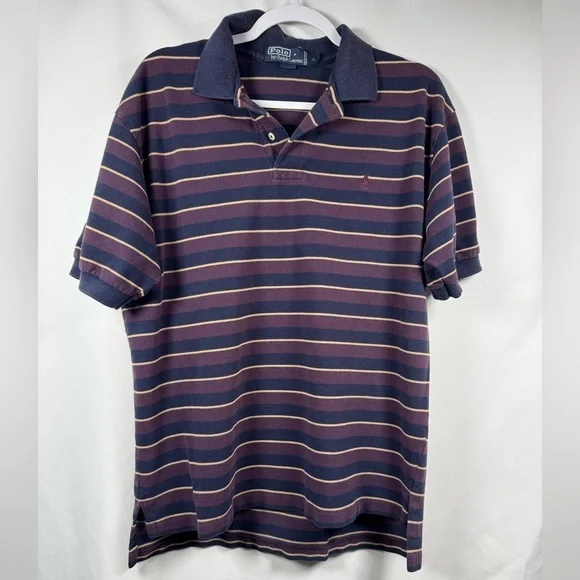 Polo by Ralph Lauren Vintage Navy, Yellow & Burgundy Striped L