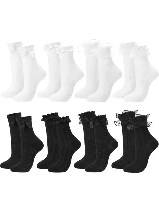 Cute Lace Ruffle Crew Socks | Frilly Princess Dress Socks for Girls