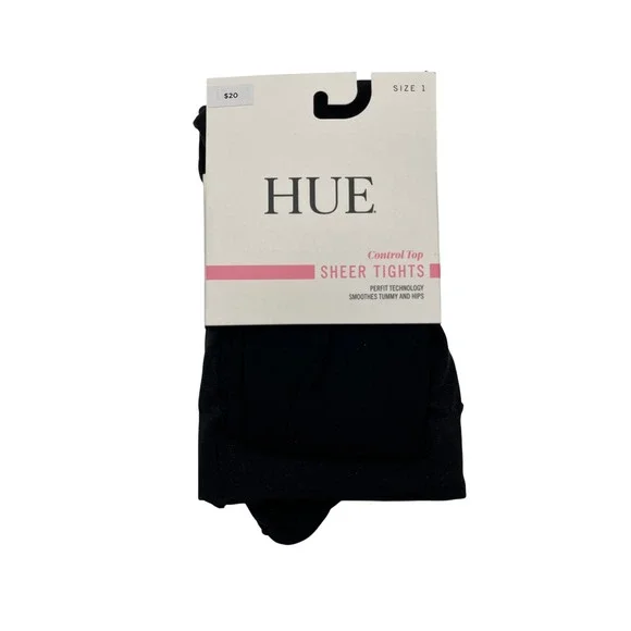 Hue Sheer Tights Womens Size 1 Black Control Top U11231 Perfit Technology New