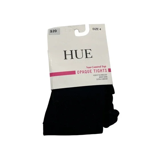 HUE Tights Womens Size 4 Black Opaque Tights Non-Control Top Perfit Technology