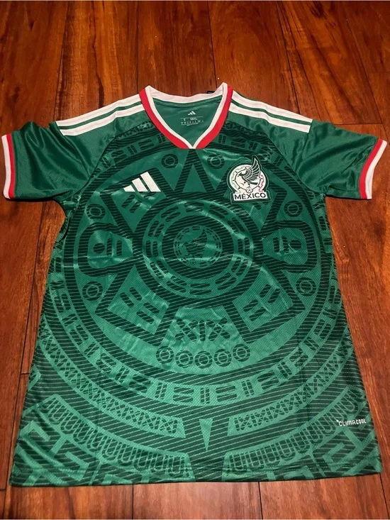 adidas Green Mexico Aztec Graphic Soccer Jersey with Red-Trim