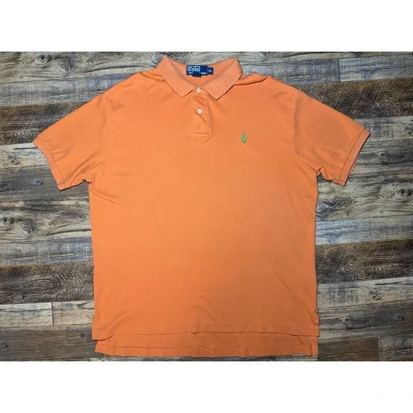 Polo Ralph Lauren Shirt‎ Mens XL Orange Classic Fit Short Sleeve Collared Golf