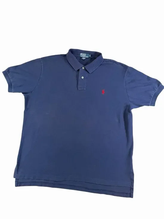 Polo Ralph Lauren Custom Fit Polo Shirt Mens XL Navy Blue Red Pony Cotton