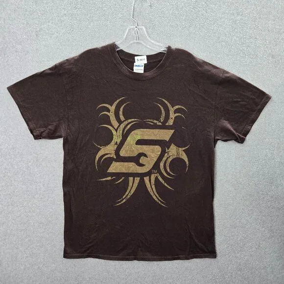 Snap On Men Shirt Large Brown‎ Graphic Logo Tool Short Sleeve