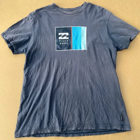 Billabong T-Shirt Mens Large Blue Casual Surf Graphic Core Fit Cotton Tee Light