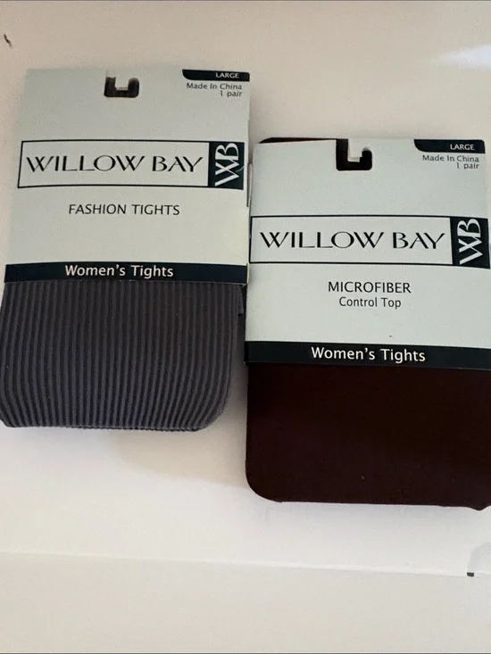 Willow Bay Women's Tights - Gray Rib & Brown Microfiber Control Top