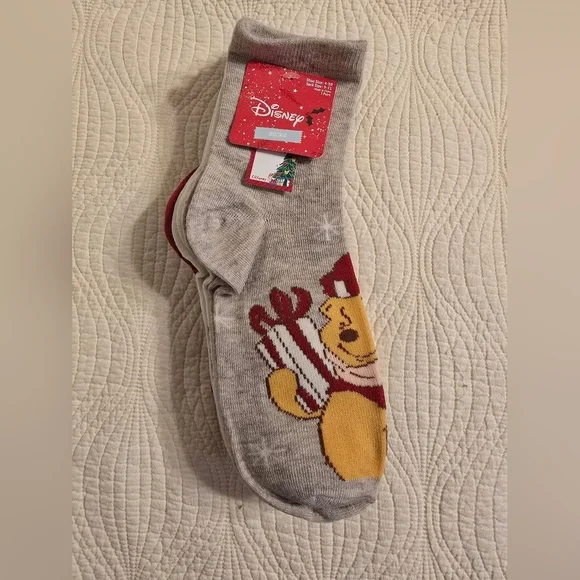 Disney Gray Socks with Winnie the Pooh Design