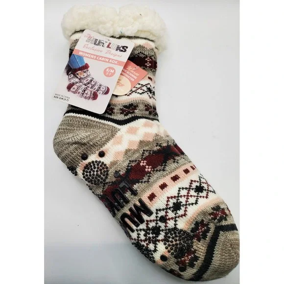 Women's Muk Luks Cabin Sox Socks Sz S/M (5-7) Pink Wine‎
