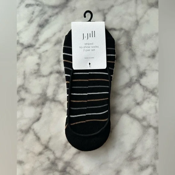 NWT J. Jill striped no-show socks 2-pair set