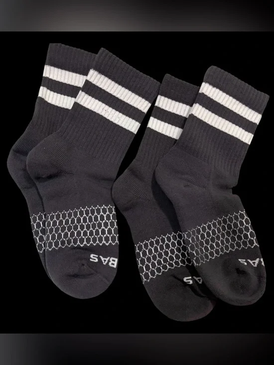 2 New Pairs of Bombas vintage striped Unisex calf socks - Grey - Size S/M