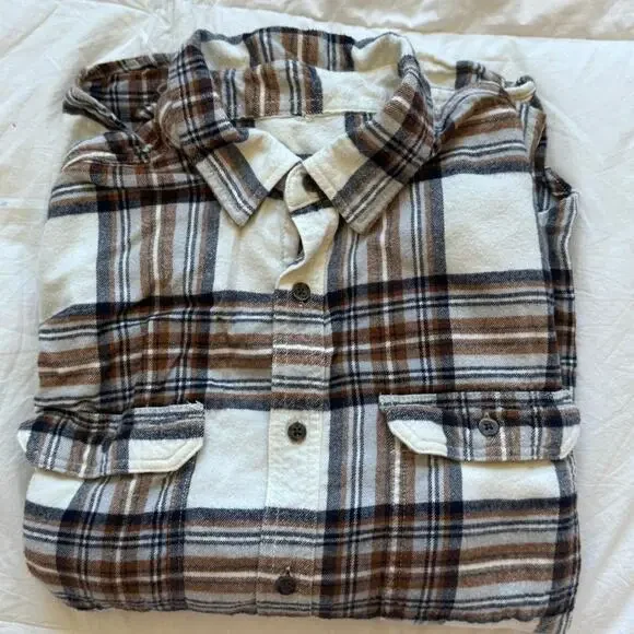 George mens super Soft plaid flannel shirt button up sz L long sleeve‎ country