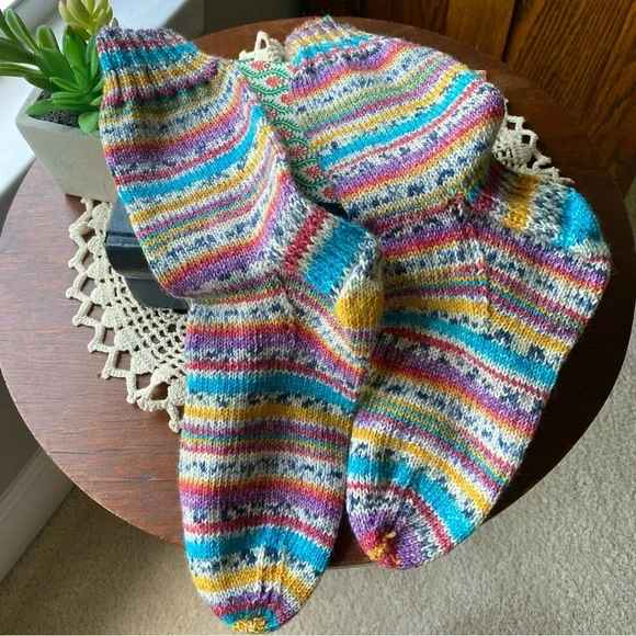 🆕 Multicolor Striped Womans Wool Blend Socks NEW