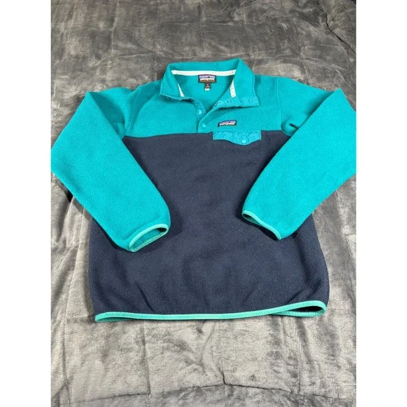 Patagonia Synchilla Snap-T Fleece Pullover Mens Medium Teal‎ Navy Blue 6035
