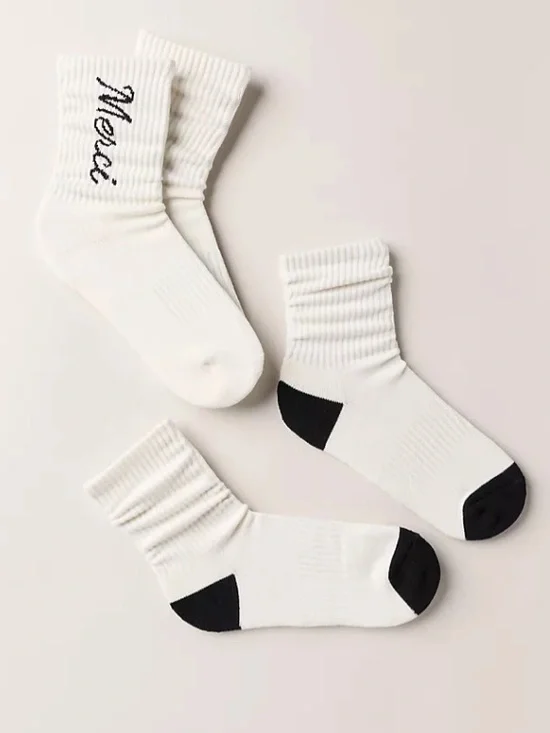 Anthropologie Graphic Text Socks MERCI - set of 2 NWT