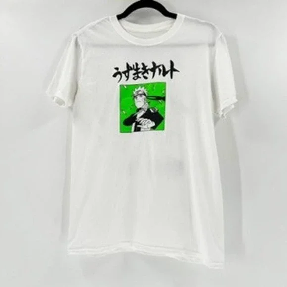 Naruto Shippuden Broken‎ Fate White Graphic Print Anime Manga T-Shirt