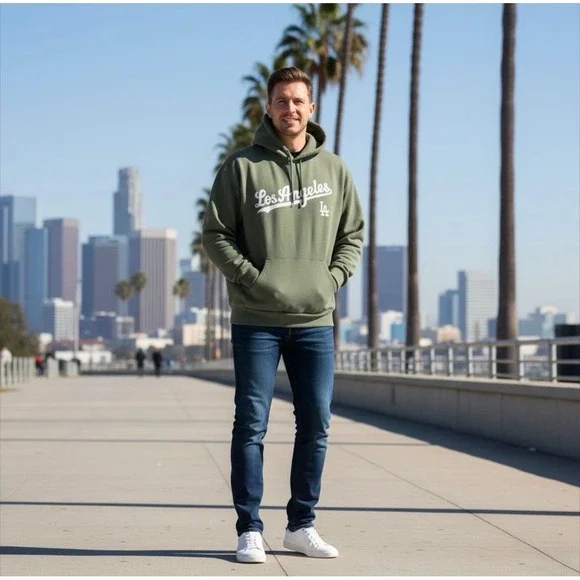 Original‎ Deluxe Supply Los Angeles Hoodie Olive Green Mens XL