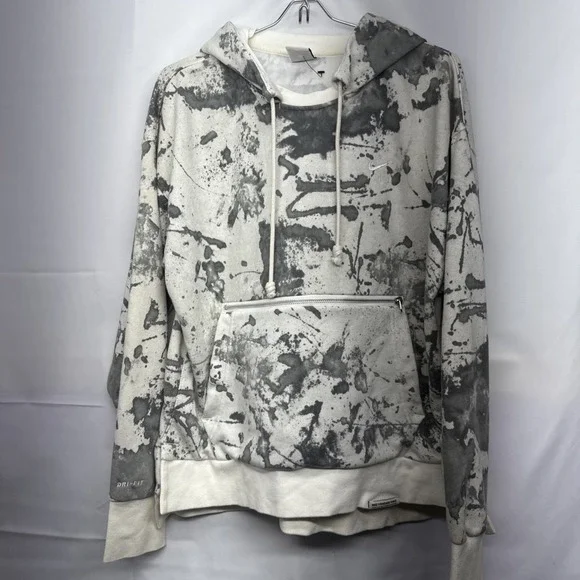 Nike Standard Issue Dri-FIT Gray and White Tie Dye Hoodie Size‎ Large